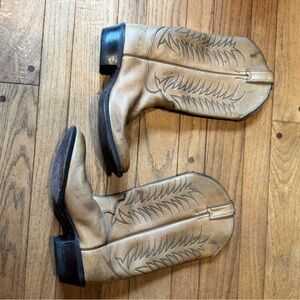 Justin Vintage Leather Cowboy Boots | Tan Western Stitch | Men’s 9D
